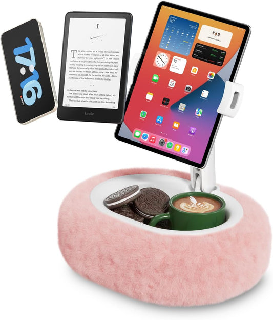 Versatile Pink Tablet & Kindle Pillow Stand - Perfect for Reading and Video Watching on Bed, Compatible with 4-11" Devices
